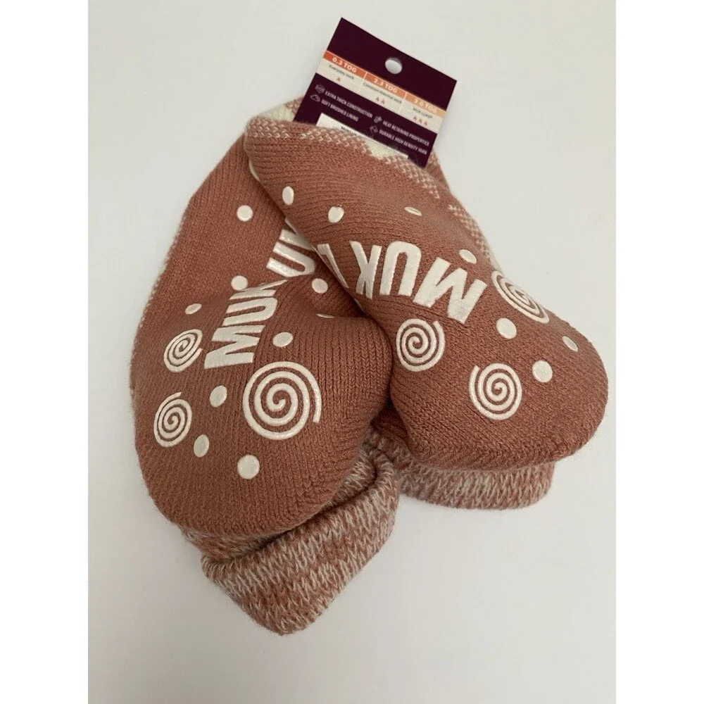 MUK LUKS Thermal Slipper Socks Woman’s 3.0 TOG Rating Size 6-10 Shoe PINK CHECK